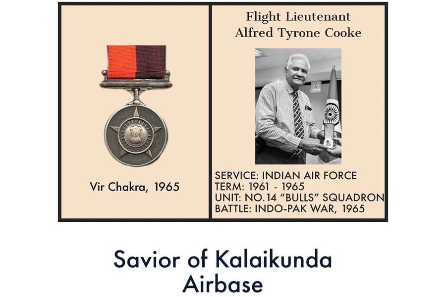 Flt Lt Alfred Cooke donating his Vir Chakra