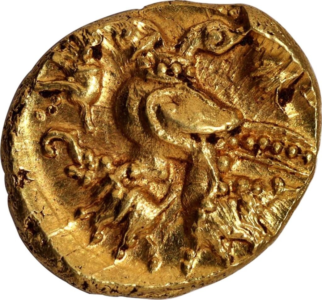 Gold coin of the Vijayanagar kings with Ganda Berunda