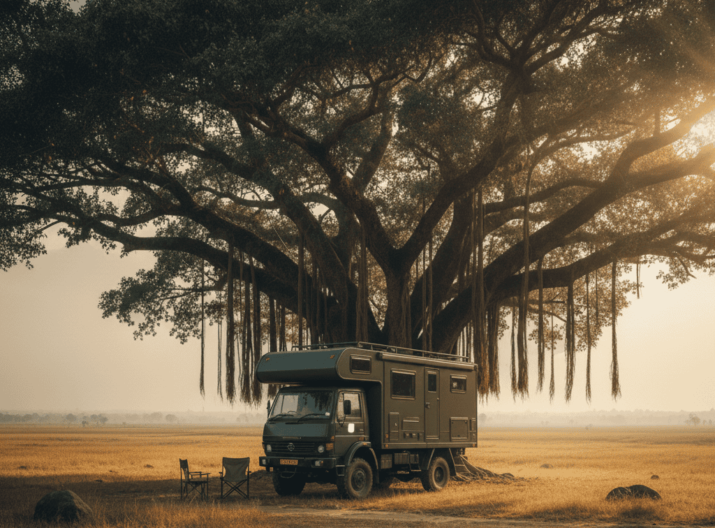 tree shade desert field exercise Indian Armoured Division