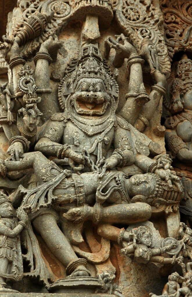 Lord Narasimha sculpture in Helbeedu, Karnataka