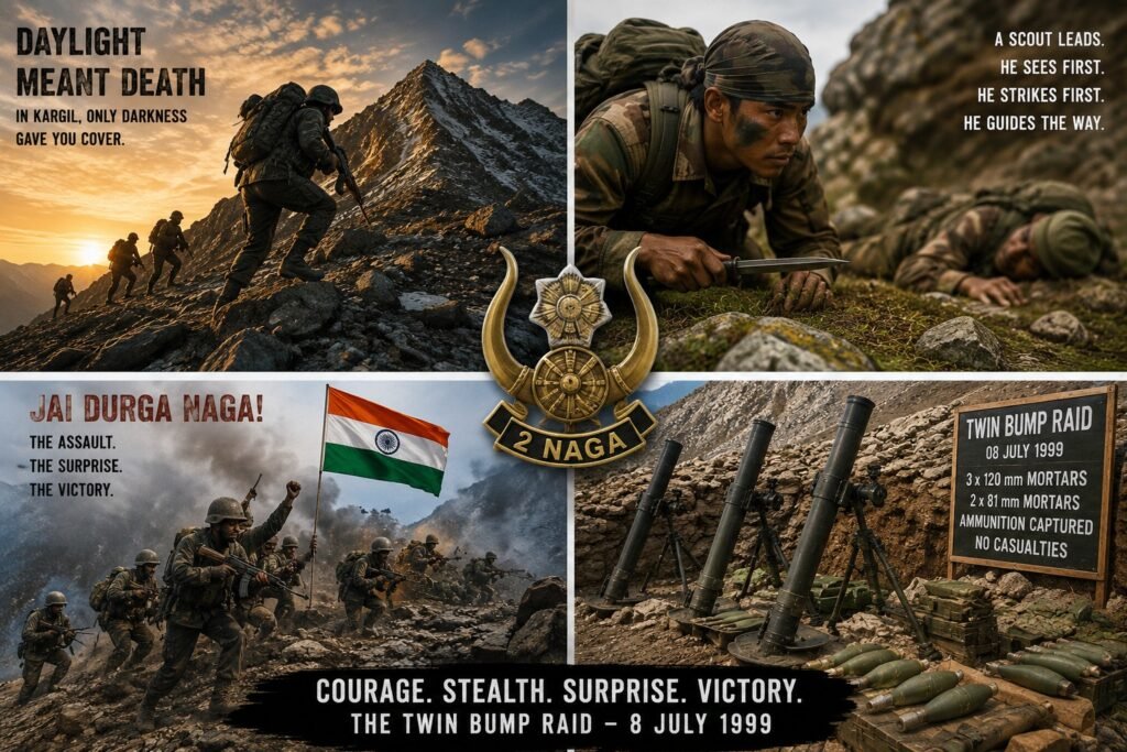 Twin Bump Raid during the Kargil War showing soldiers of 2 Naga Regiment